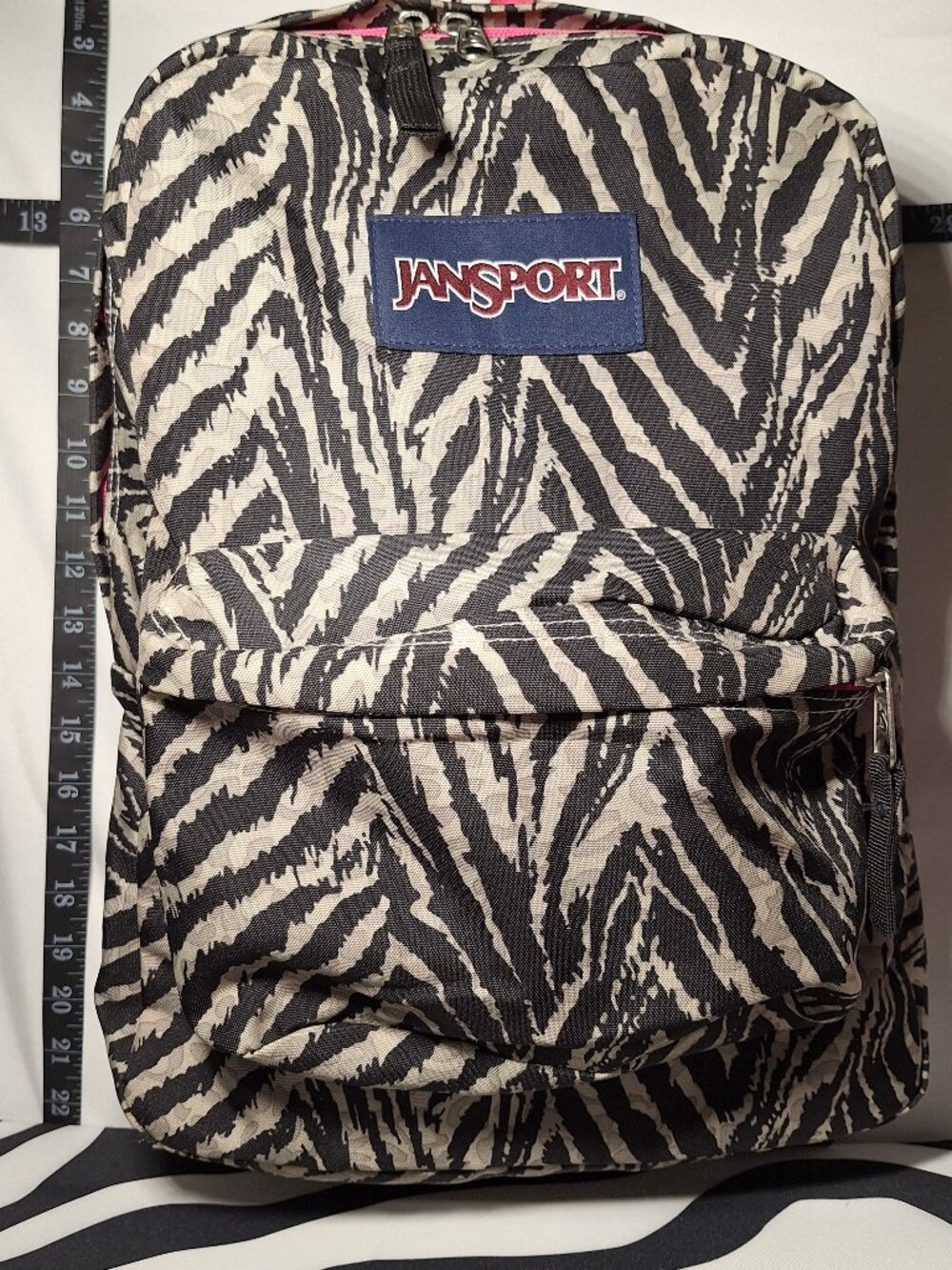 Jansport Backpack Zebra Grey Black w/ Pink